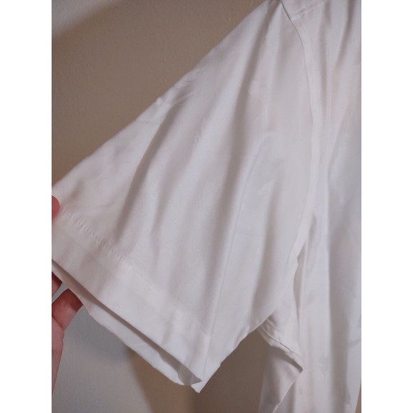 Hart Shaffner Marx Men's XL Shirt White Short Sleeve Button Feather Pattern NWT - Picture 2 of 12